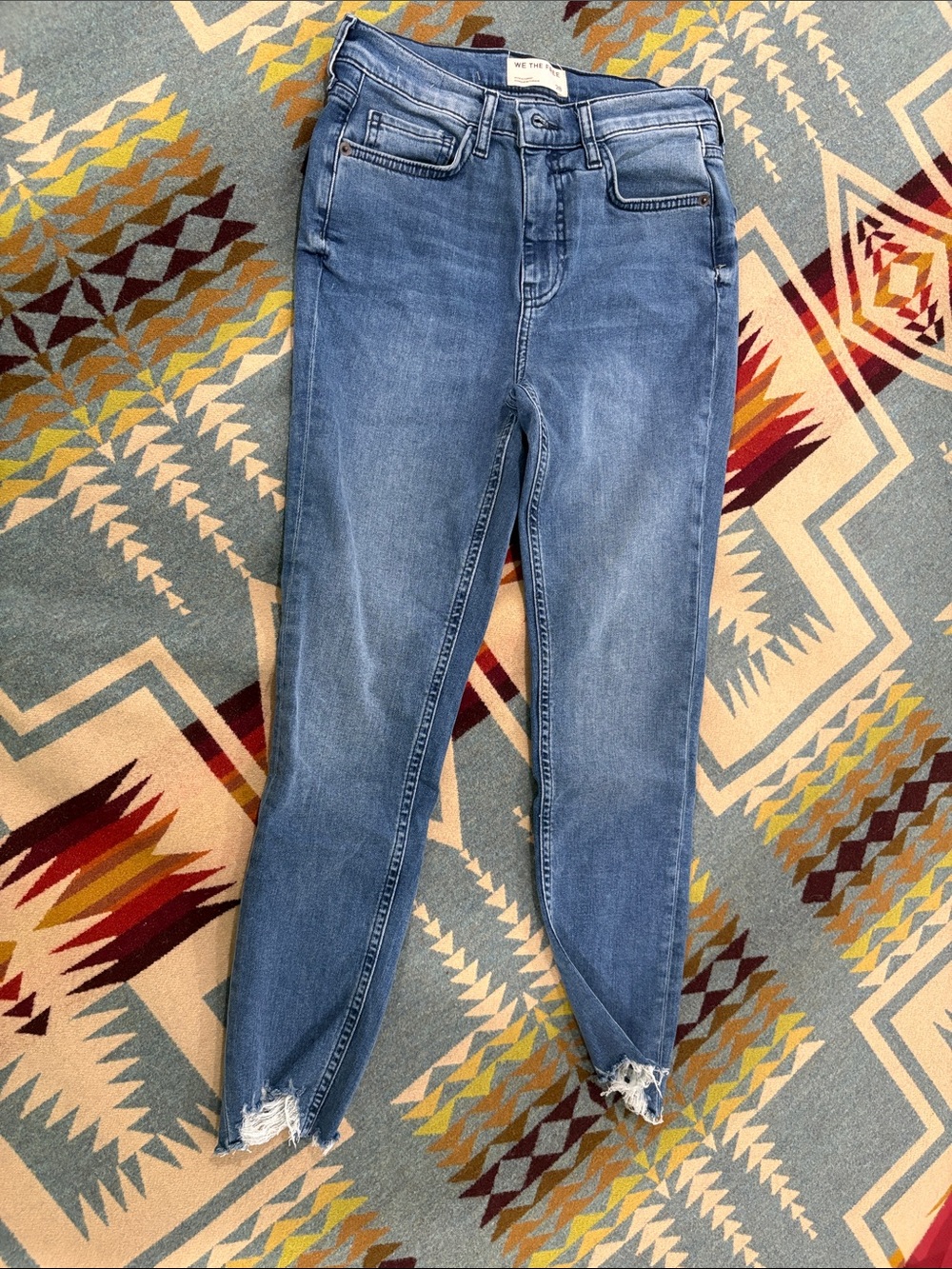 We The Free Light Blue Skinny Jeans with Distressed Hem